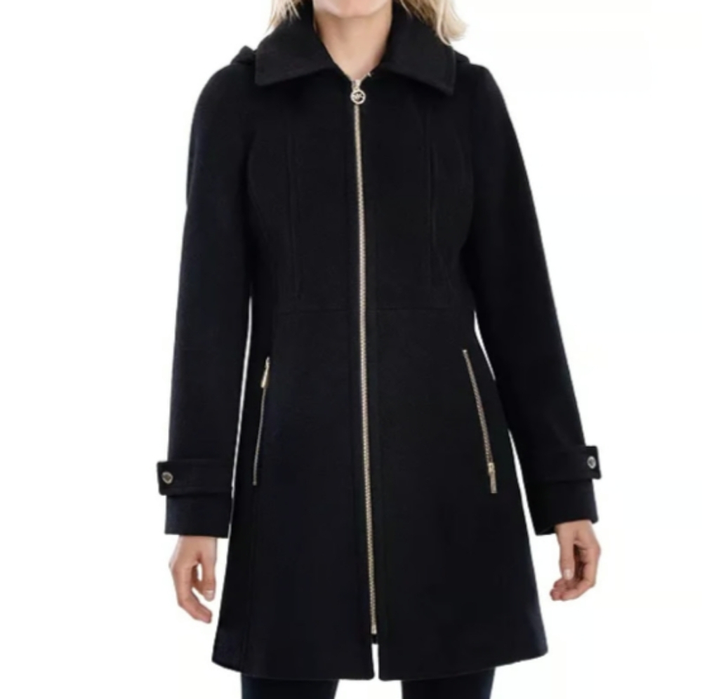 Michael Kors Wool Blend Black Jacket Coat